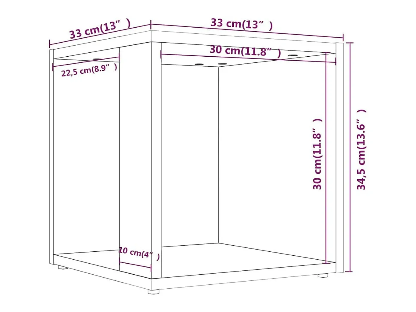 Mesa auxiliar madera contrachapada gris Sonoma 33x33x34,5 cm