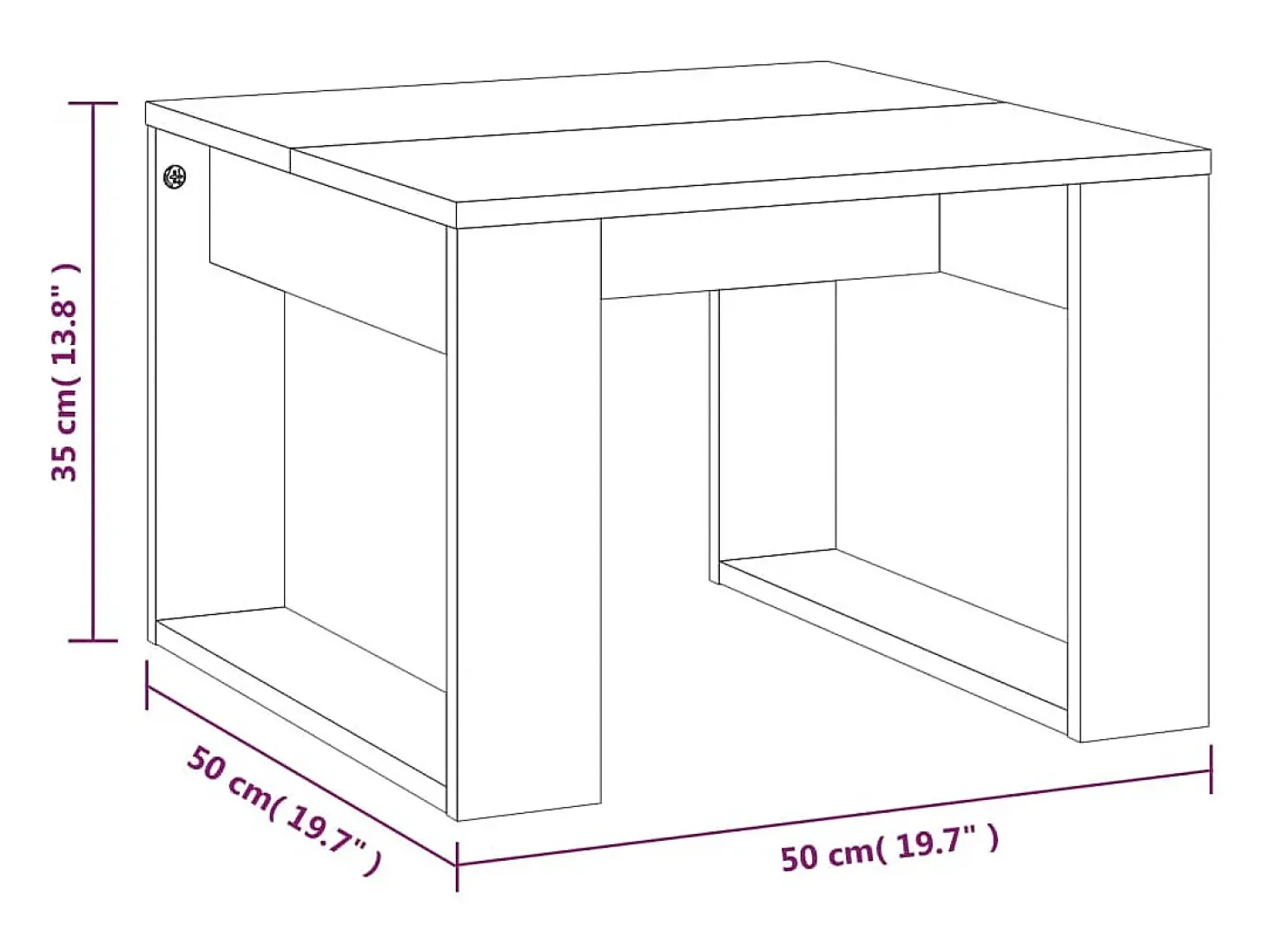 Mesa auxiliar madera contrachapada roble ahumado 50x50x35 cm