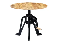 Mesa auxiliar madera de mango y hierro fundido 60x(46-63) cm