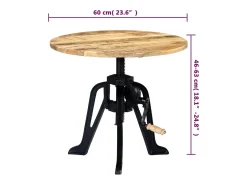 Mesa auxiliar madera de mango y hierro fundido 60x(46-63) cm