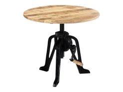 Mesa auxiliar madera de mango y hierro fundido 60x(46-63) cm