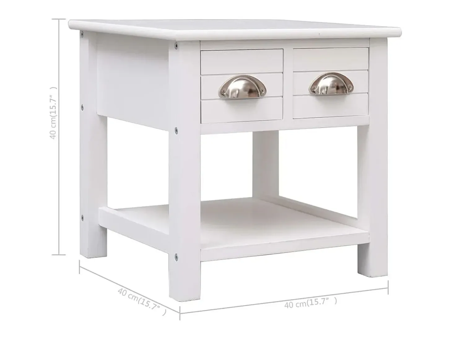 Mesa auxiliar madera de Paulownia blanco 40x40x40 cm