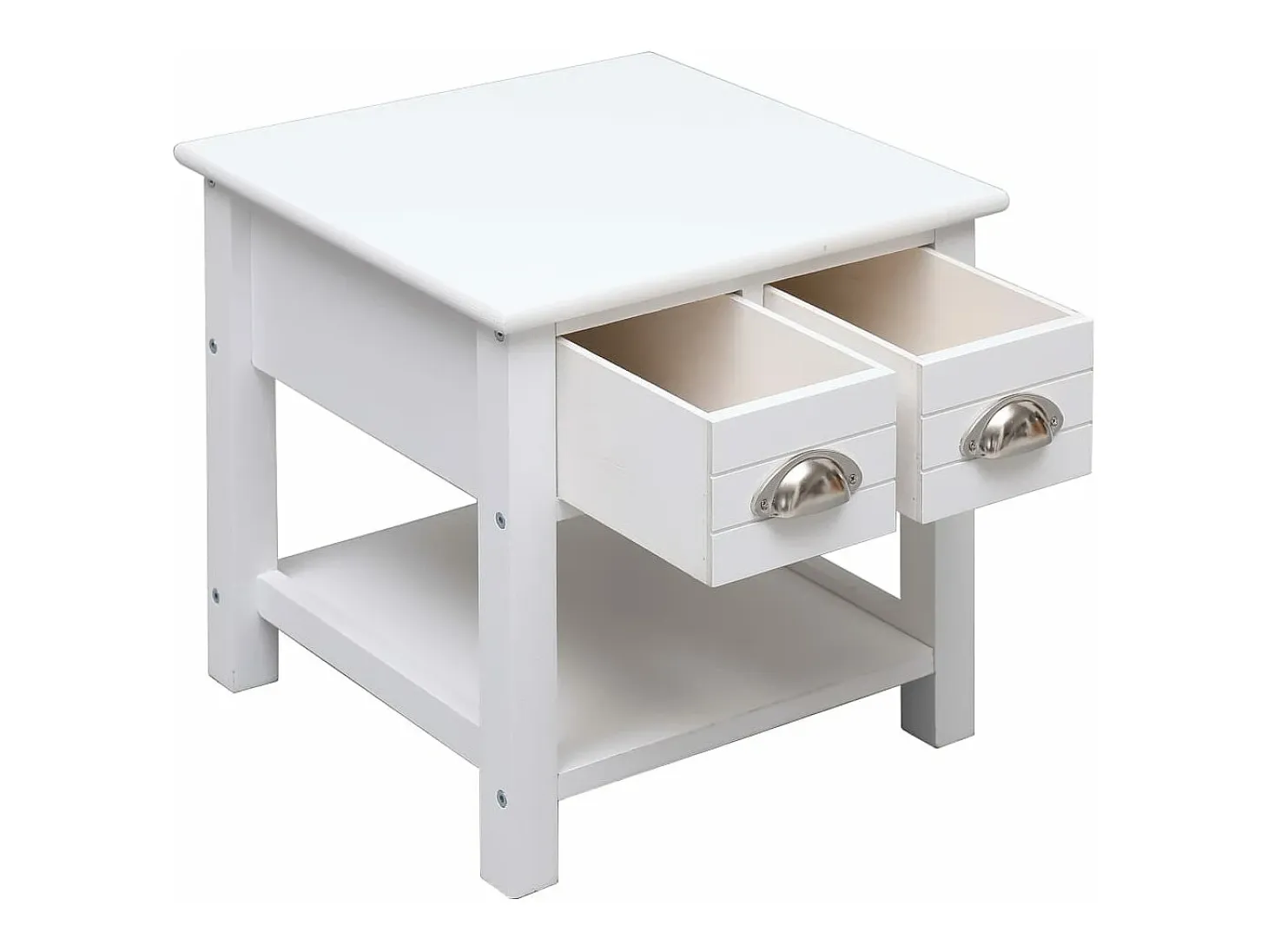Mesa auxiliar madera de Paulownia blanco 40x40x40 cm