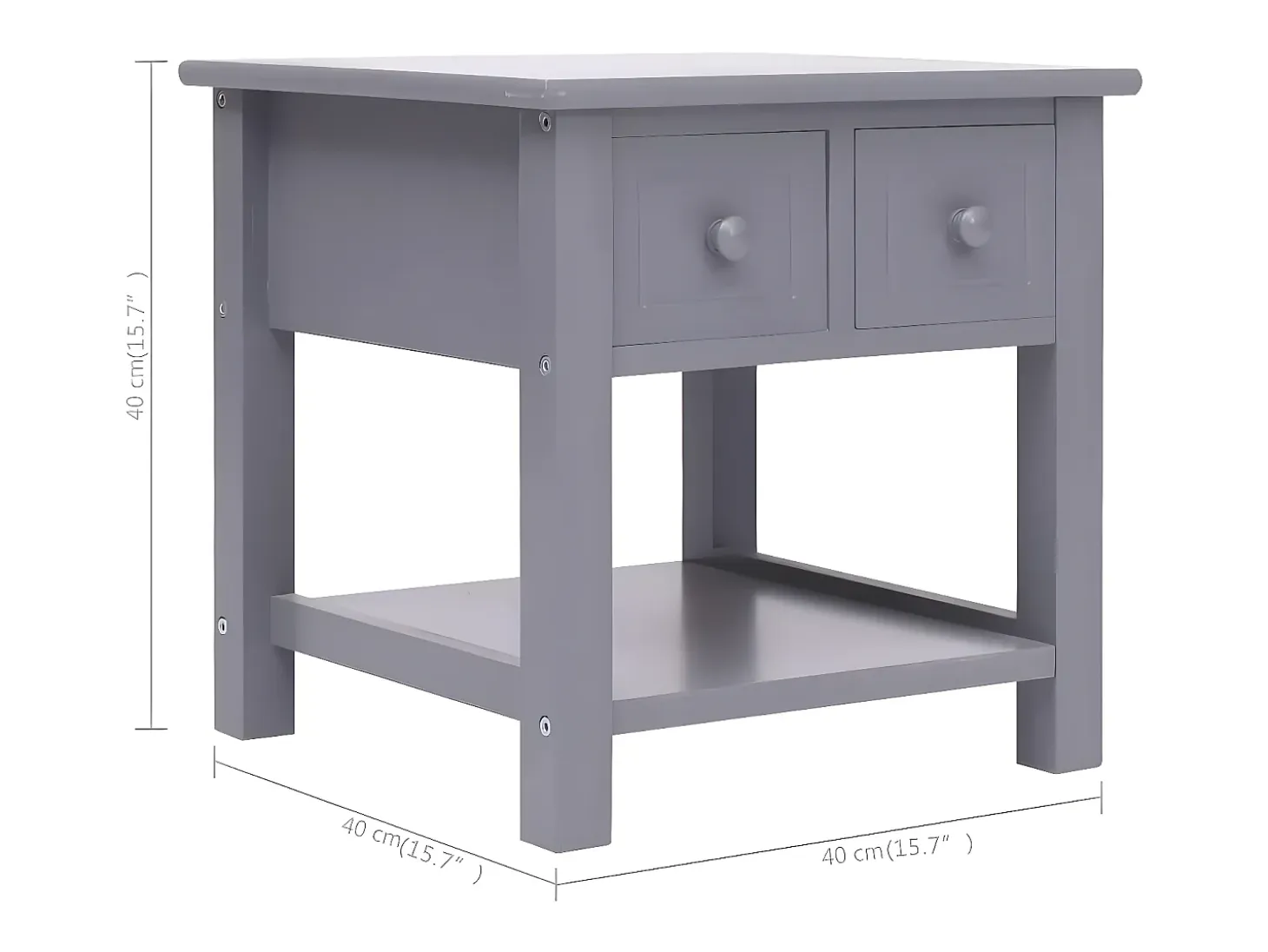 Mesa auxiliar madera de Paulownia gris 40x40x40 cm
