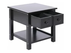 Mesa auxiliar madera de Paulownia negro 40x40x40 cm