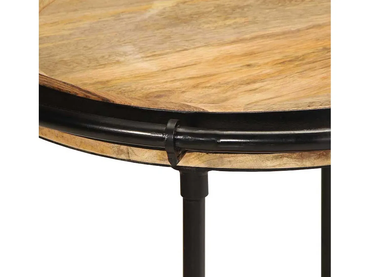 Mesa auxiliar madera maciza de mango Ø55x60 cm