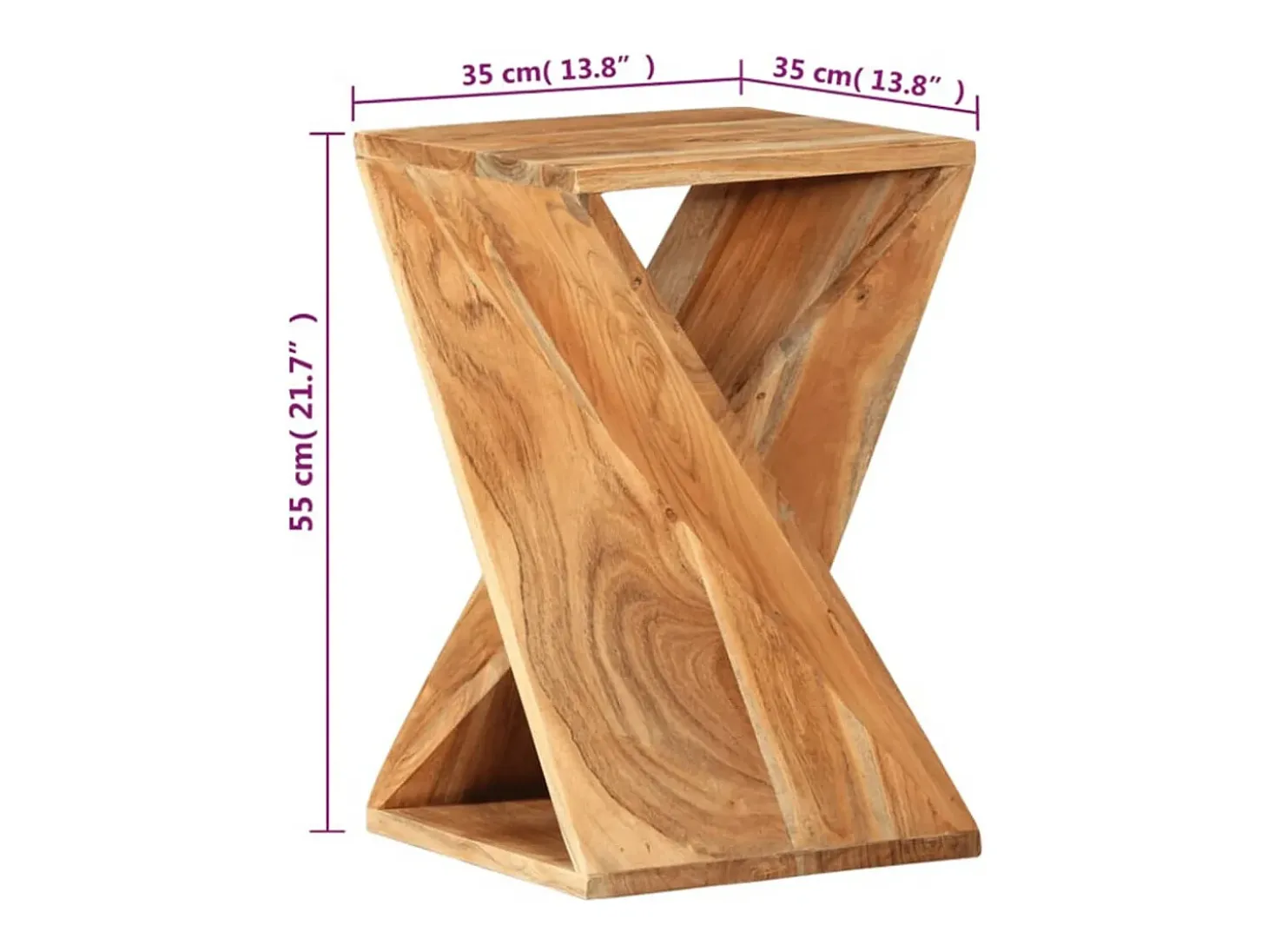 Mesa auxiliar madera maciza de acacia 35x35x55 cm