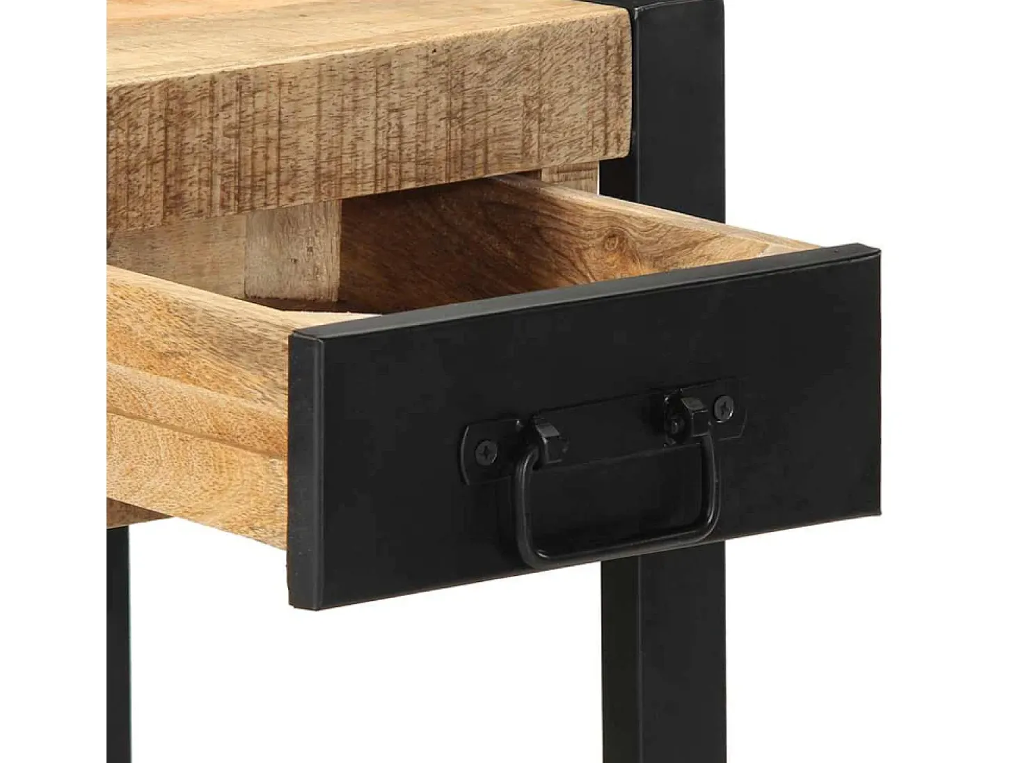 Mesa auxiliar madera maciza de mango rugosa 35x35x50 cm