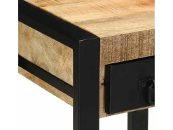 Mesa auxiliar madera maciza de mango rugosa 35x35x50 cm