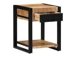Mesa auxiliar madera maciza de mango rugosa 40x40x50 cm