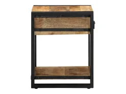 Mesa auxiliar madera maciza de mango rugosa 40x40x50 cm