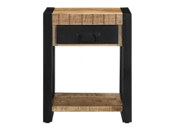 Mesa auxiliar madera maciza de mango rugosa 40x40x50 cm