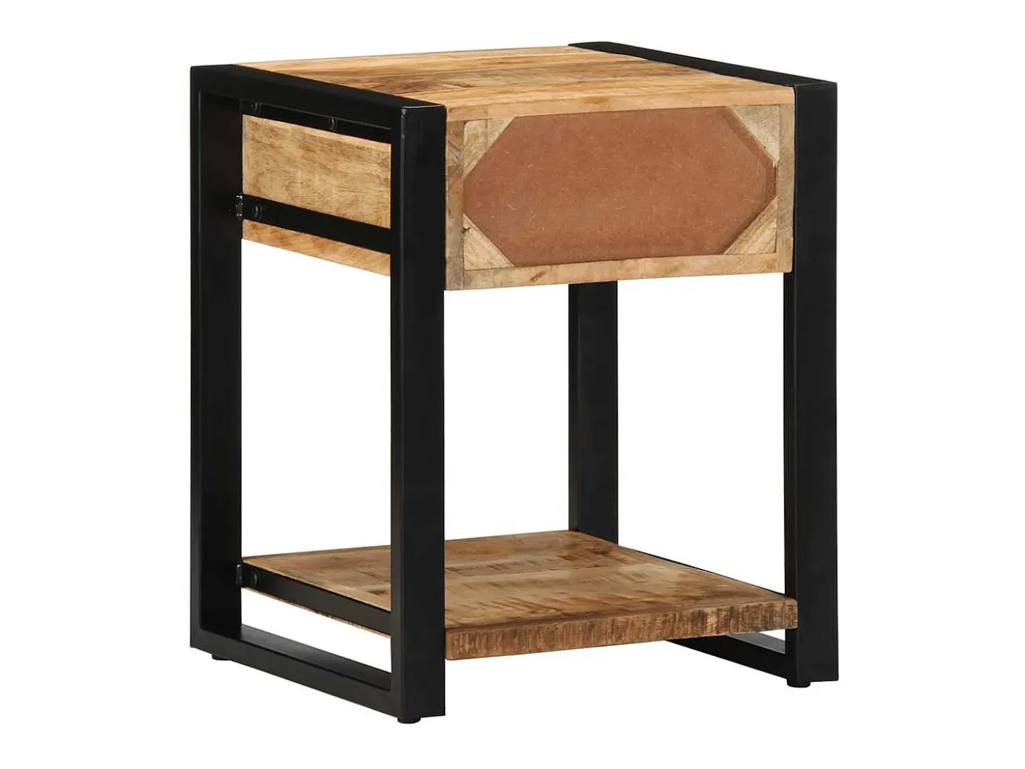 Mesa auxiliar madera maciza de mango rugosa 40x40x50 cm