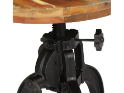 Mesa auxiliar madera reciclada y hierro fundido 45x(45-62) cm