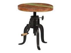 Mesa auxiliar madera reciclada y hierro fundido 45x(45-62) cm