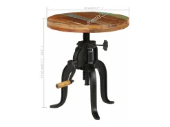 Mesa auxiliar madera reciclada y hierro fundido 45x(45-62) cm