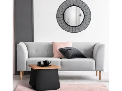 Mesa auxiliar metal madera acacia natural/negro 50x40x50cm WOMO-DESIGN