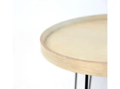 Mesa auxiliar MOA Vinthera patas acero negro/natural 48x40 cm
