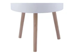 Mesa auxiliar MOA Vinthera con cajón blanco Ø38x43 cm