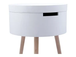 Mesa auxiliar MOA Vinthera con cajón blanco Ø38x43 cm