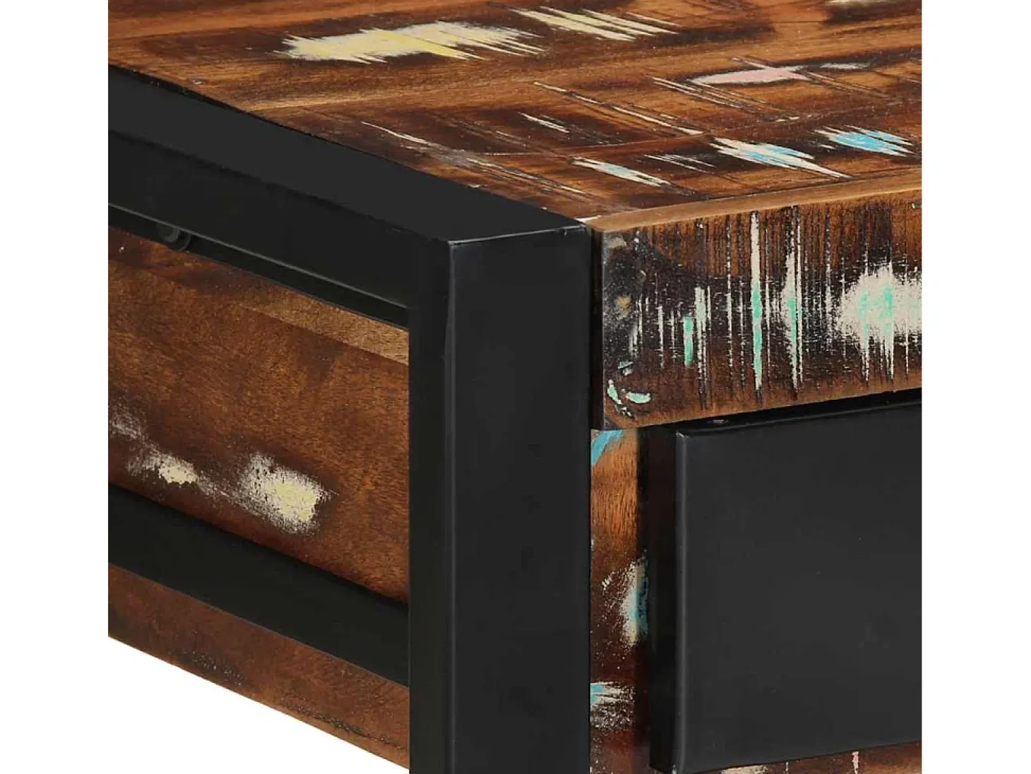 Mesa auxiliar multicolor 40x40x50 cm madera maciza reciclada