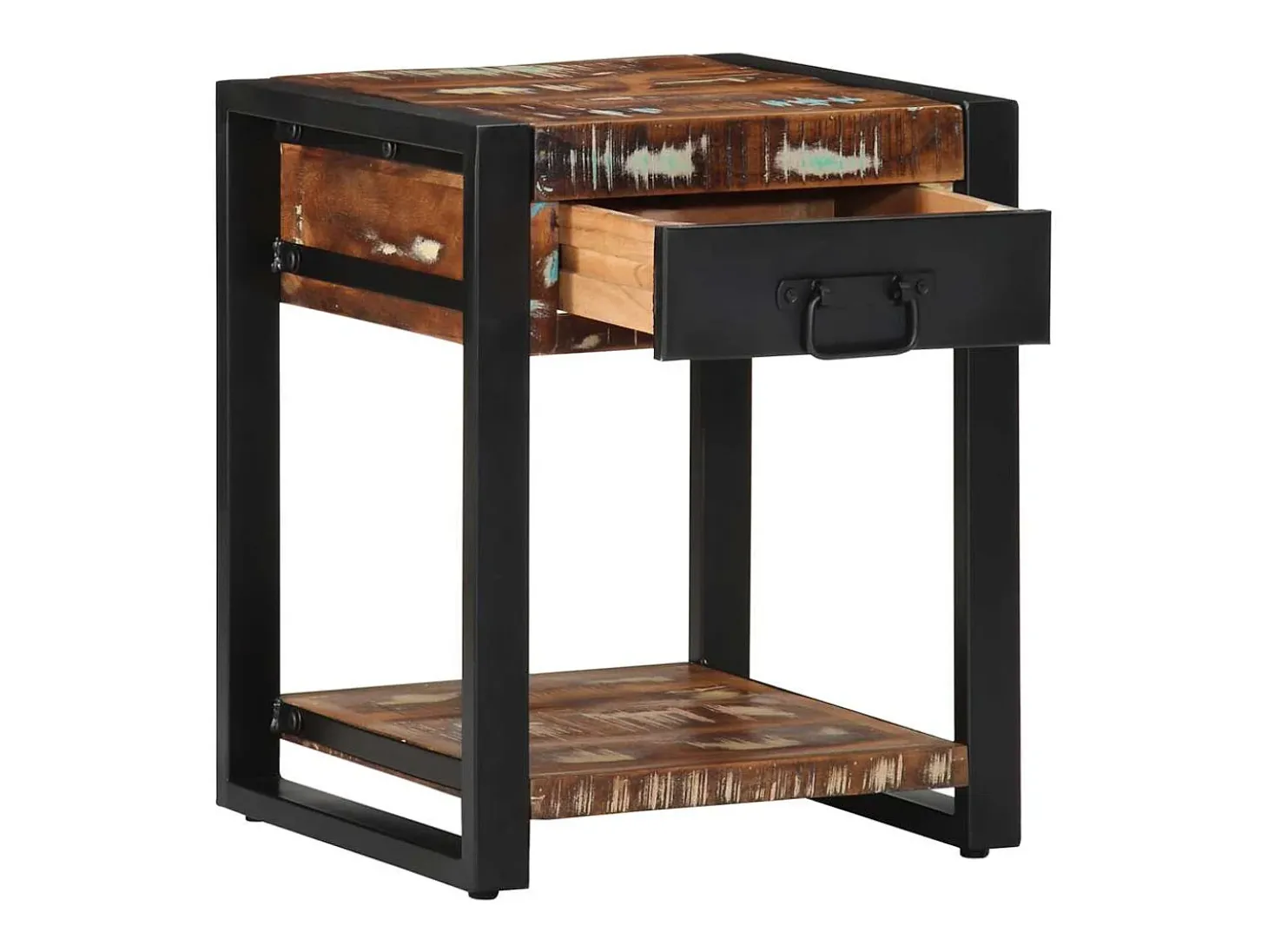 Mesa auxiliar multicolor 40x40x50 cm madera maciza reciclada