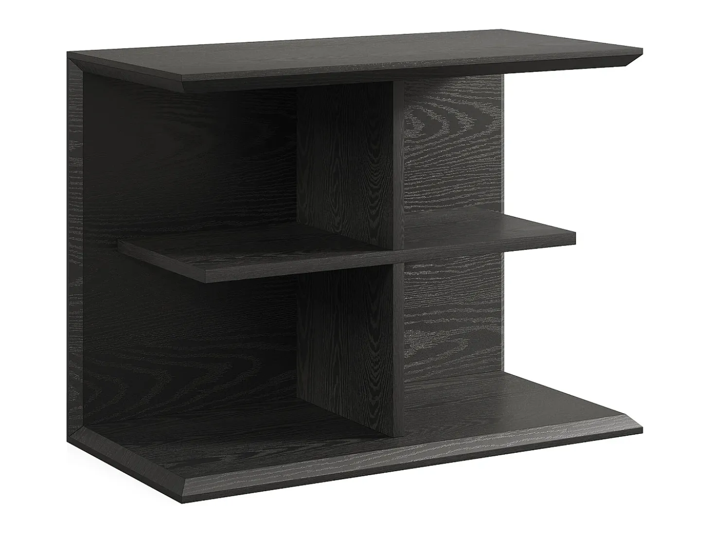 Mesa auxiliar negra para sala de estar, mesa auxiliar de 3 niveles con almacenamiento, mesa de noche moderna para dormitorio