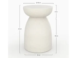 Mesa auxiliar redonda blanca de fibra de arcilla efecto cemento D35 cm - Capri