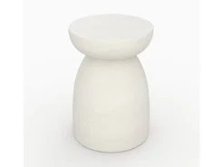 Mesa auxiliar redonda blanca de fibra de arcilla efecto cemento D35 cm - Capri