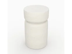 Mesa auxiliar redonda blanca de fibra de arcilla efecto cemento D30 cm - Tahiti