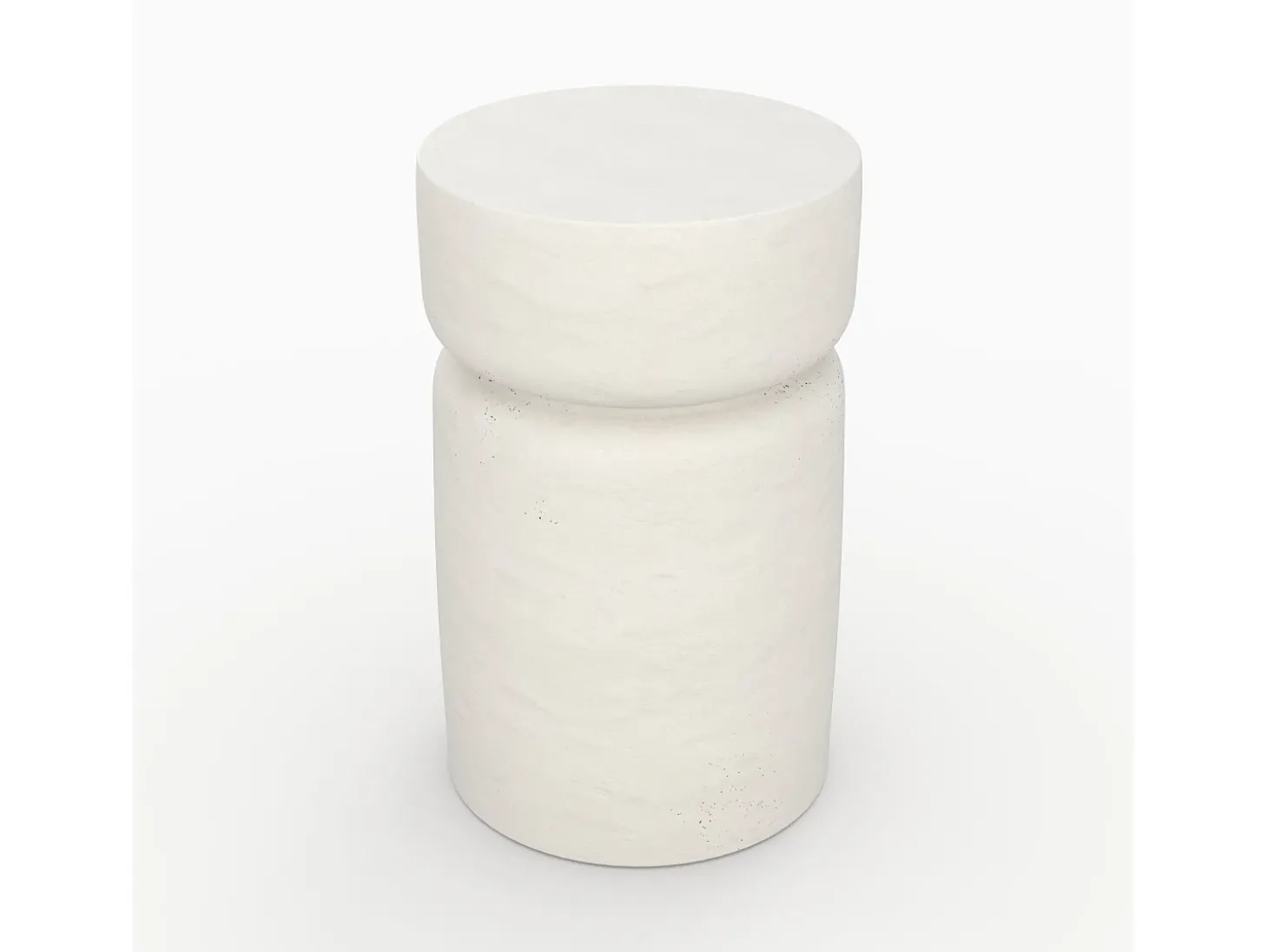 Mesa auxiliar redonda blanca de fibra de arcilla efecto cemento D30 cm - Tahiti
