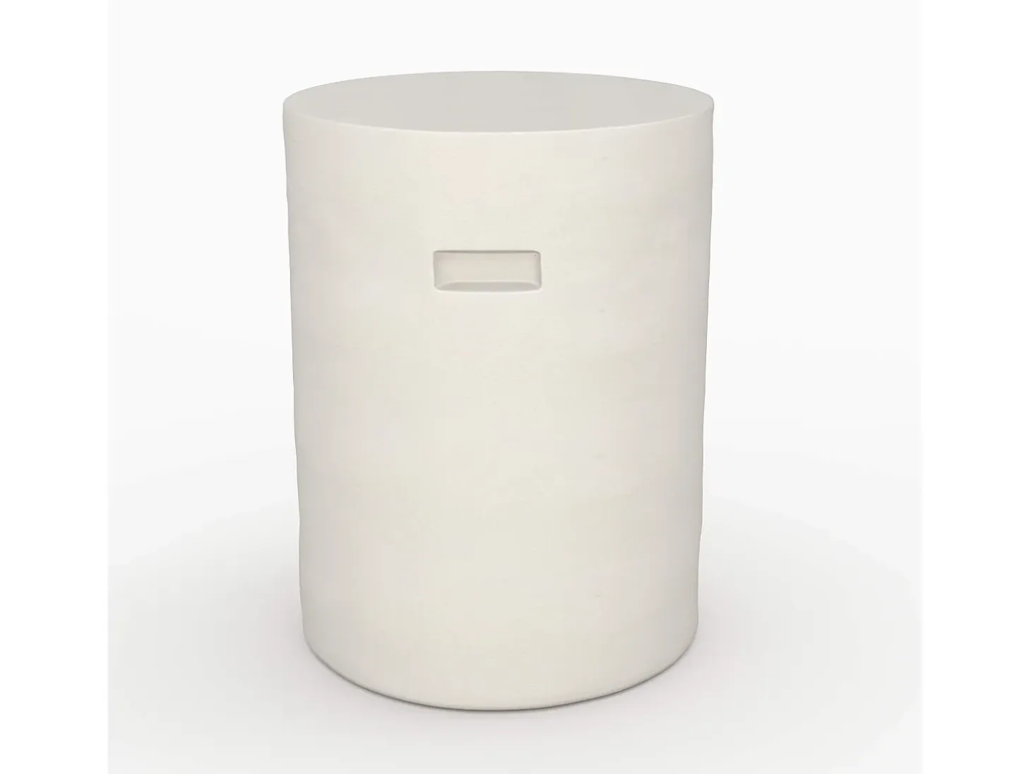 Mesa auxiliar redonda blanca de fibra de arcilla efecto cemento D35 cm - Santorini