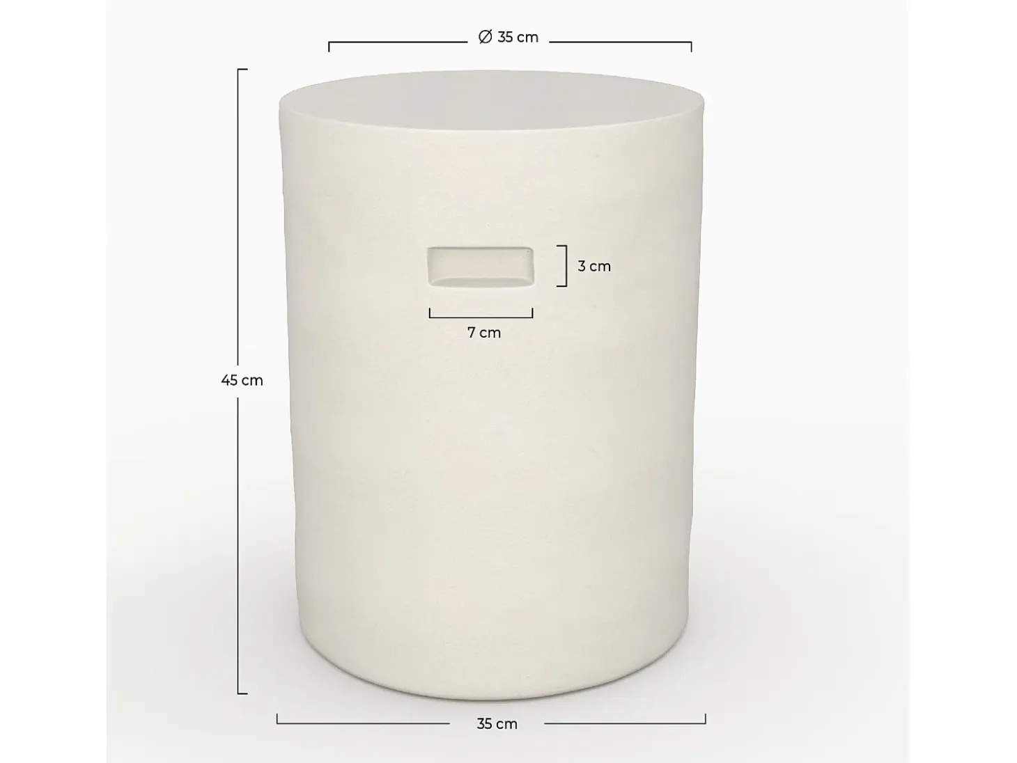 Mesa auxiliar redonda blanca de fibra de arcilla efecto cemento D35 cm - Santorini