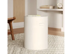 Mesa auxiliar redonda blanca de fibra de arcilla efecto cemento D35 cm - Santorini