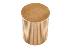 Mesa auxiliar redonda con chapa de madera maciza MOLENE