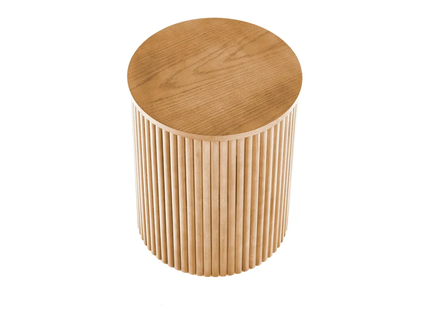Mesa auxiliar redonda con chapa de madera maciza MOLENE