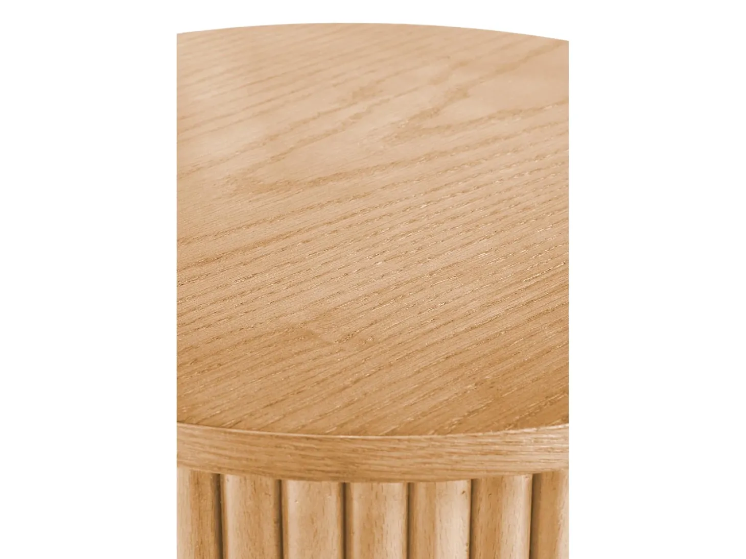 Mesa auxiliar redonda con chapa de madera maciza MOLENE