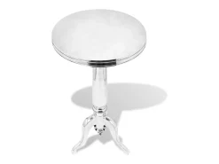 Mesa auxiliar redonda de aluminio color plateada