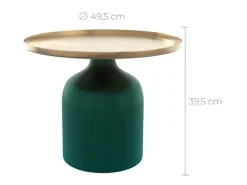 Mesa auxiliar redonda de metal verde y latón D49 cm - Lyne