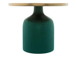 Mesa auxiliar redonda de metal verde y latón D49 cm - Lyne