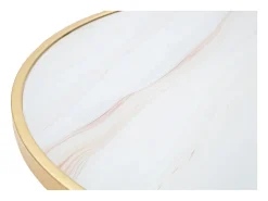 Mesa auxiliar redonda de metal dorado con tablero de mármol 50x50,5 Mat