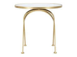 Mesa auxiliar redonda de metal dorado con tablero de mármol 50x50,5 Mat