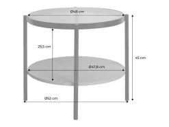 Mesa auxiliar redonda de cristal templado efecto madera y metal negro