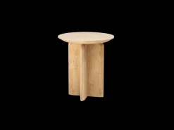 Mesa auxiliar redonda de madera de abeto maciza Decowood en color roble oscuro 50x45cm - BLOOM - DECOWOOD