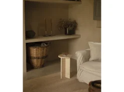Mesa auxiliar redonda de mármol travertino DECOWOOD de Ø28x45cm - TOSCANA - DECOWOOD