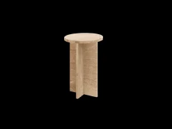 Mesa auxiliar redonda de mármol travertino DECOWOOD de Ø28x45cm - TOSCANA - DECOWOOD
