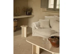 Mesa auxiliar redonda de mármol travertino DECOWOOD de Ø28x45cm - TOSCANA - DECOWOOD