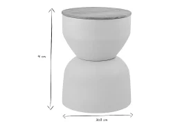 Mesa auxiliar redonda de diseño con almacenamiento en metal beige y madera maciza de mango Ø 30 cm YOYO
