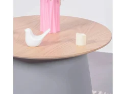 Mesa auxiliar redonda en madera de roble (50cm) - Norway - Gris