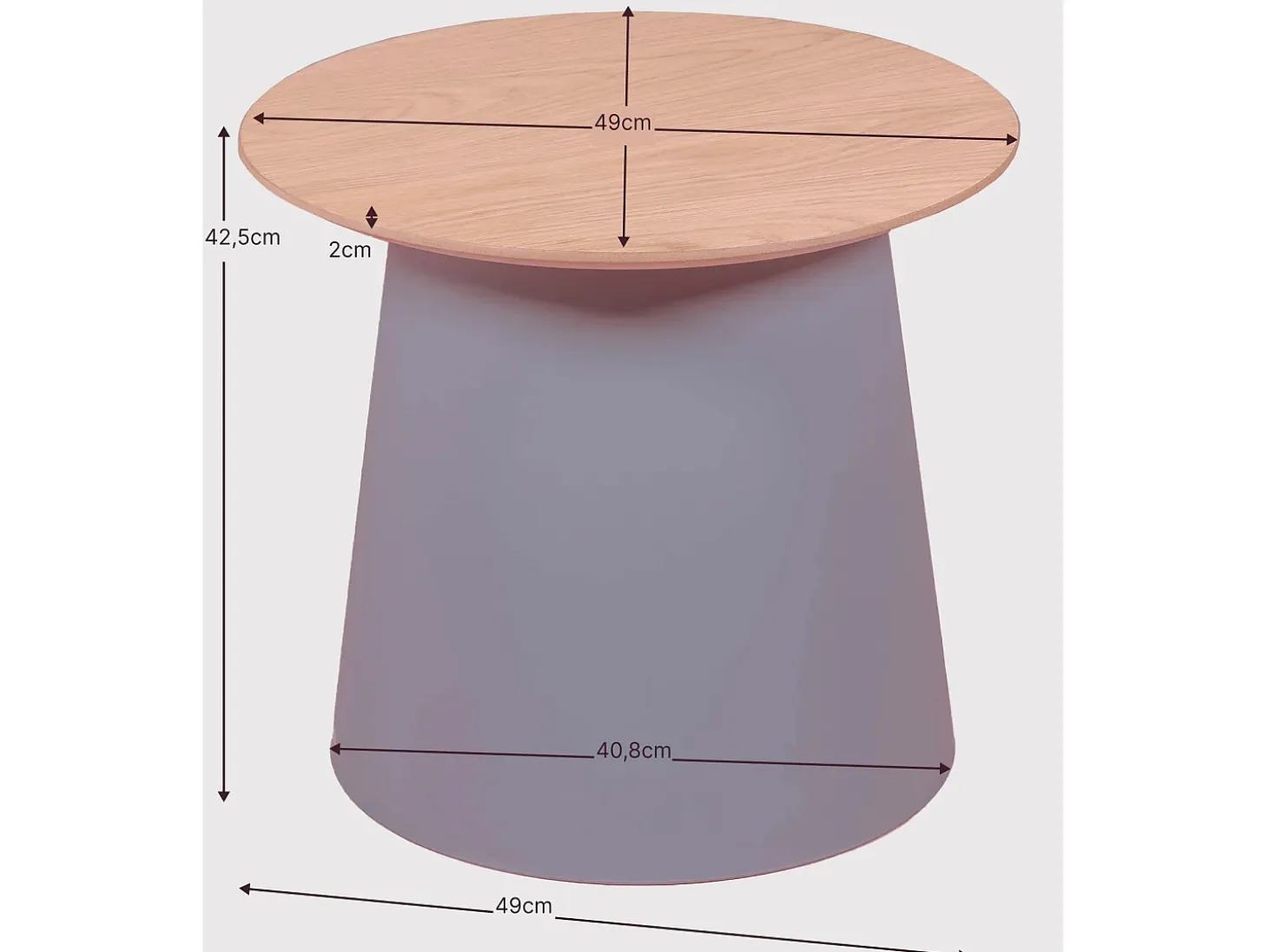 Mesa auxiliar redonda en madera de roble (50cm) - Norway - Gris